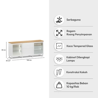 Gambar Informa Dahlia Kabinet 2 Pintu Dengan 2 Laci - Putih