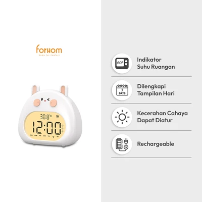 Gambar Forhom Jam Weker Digital Rabbit - Putih