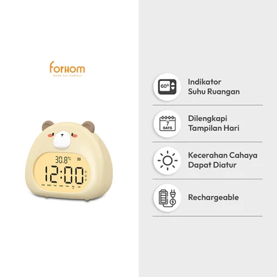 Gambar Forhom Jam Weker Digital Bear - Krem Beige