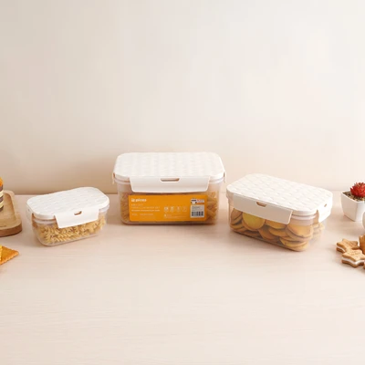 Gambar Picas Wave Wadah Makanan Plastik Set 3 pcs - Putih Ivory