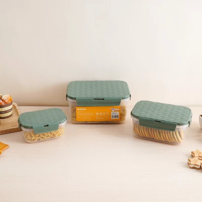 Gambar Picas Wave Wadah Makanan Plastik Set 3 pcs - Hijau
