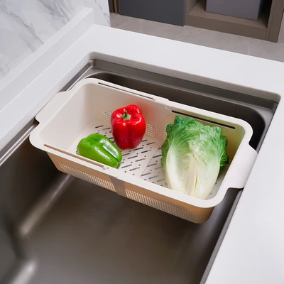 Gambar Culinart Saringan Retractable Dengan Keranjang - Krem