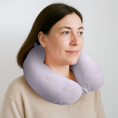 Gambar Passport Bantal Leher One Tone Round - Abu-Abu