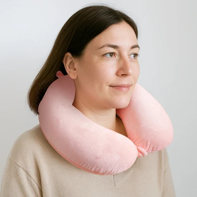 Gambar Passport Bantal Leher One Tone Round - Pink