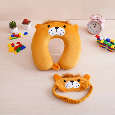 Gambar Passport Bantal Leher Anak Dengan Penutup Mata Lion - Oranye