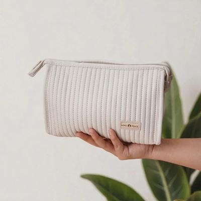 Gambar Ataru Tas Kosmetik PU Triangle - Krem Beige