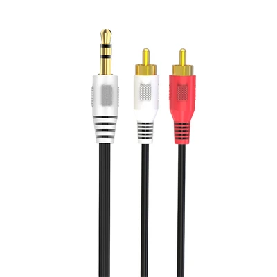 Gambar Sovox Kabel 2 RCA To Stereo 3.5 mm 2 Meter - Hitam
