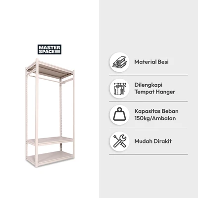 Gambar Masterspace Urban Rak Besi 3 Tingkat 90x45x183 cm - Krem