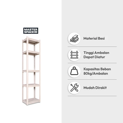 Gambar Masterspace Urban Rak Besi 5 Tingkat 45x30x183 cm - Krem Beige