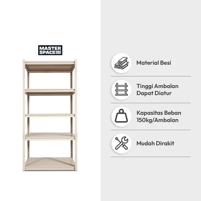 Gambar Masterspace Urban Rak Besi 5 Tingkat 90x45x183 cm - Krem Beige