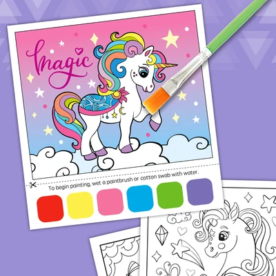 Gambar Kiddy Star Water Color Paint Book Unicorn - Ungu