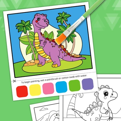 Gambar Kiddy Star Water Color Paint Book Dinosaur - Hijau