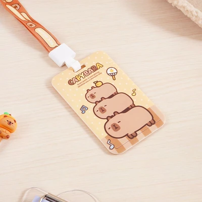 Gambar Ataru Holder Id Card Capybara Dengan Lanyard - Cokelat