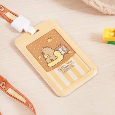Gambar Ataru Holder Id Card Capybara Dengan Lanyard - Cokelat