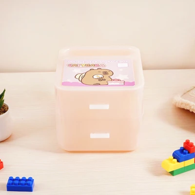 Gambar Ataru Laci Penyimpanan Mini 2 Tingkat Capybara - Pink