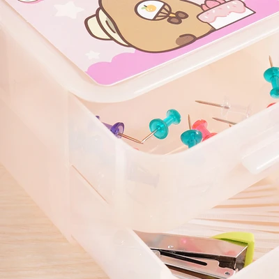 Gambar Ataru Laci Penyimpanan Mini 2 Tingkat Capybara - Pink