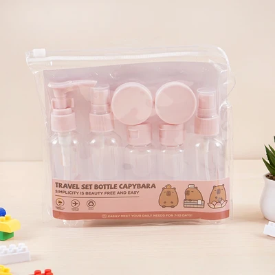 Gambar Ataru Botol Travel Capybara Set 7 pcs Transparan