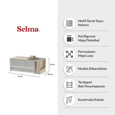 Gambar Selma Padma Meja Tamu Swivel - Cokelat/Putih