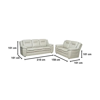 Gambar Informa Jacobsen Set Sofa Kulit 2 & 3 Seater - Abu-Abu Silver