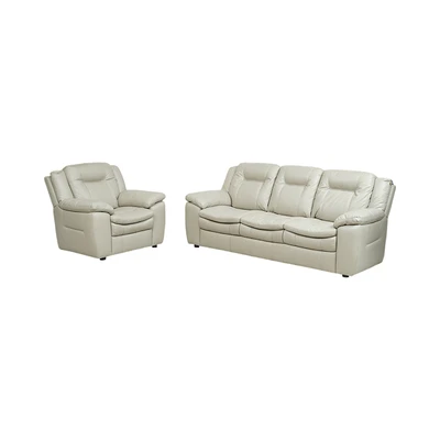 Gambar Informa Jacobsen Set Sofa Kulit 1 & 3 Seater - Abu-Abu Silver