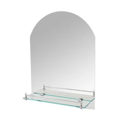 Gambar Fosa 60x45 cm Cermin Dinding Kamar Mandi Dengan Rak Bevel 5 Mm - Silver