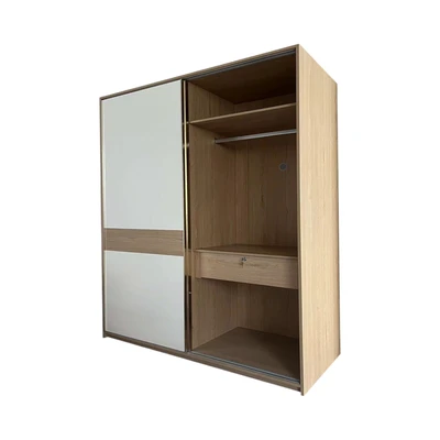 Gambar Informa Colton Lemari Pakaian 2 Pintu Geser Wood - Putih/Cokelat