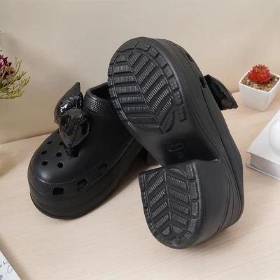 Gambar Ataru Ukuran 37 Sandal Wanita Clogs Platform - Hitam