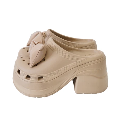 Gambar Ataru Sandal Wanita Clogs Platform Ukuran 35 - Krem Beige