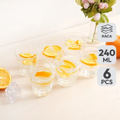 Gambar Culinart Gelas Kaca Stackable Wave 240 ml Set 6 Pcs Transparan