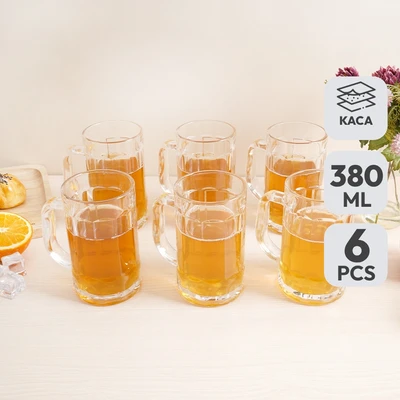 Gambar Culinart Gelas Bir Kaca 380 ml Set 6 Pcs Transparan