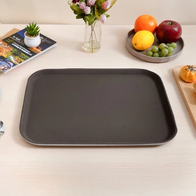 Gambar Culinart Nampan Saji Plastik Antiskid Rectangle 41.5x30.5 cm - Cokelat