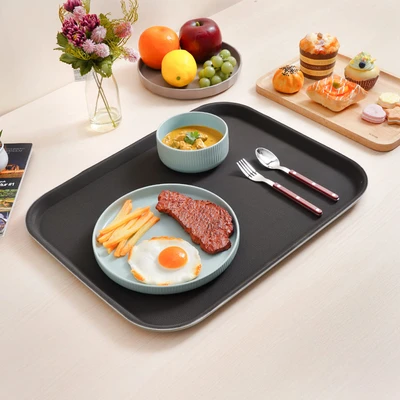 Gambar Culinart Nampan Saji Plastik Antiskid Rectangle 46x35 cm - Cokelat