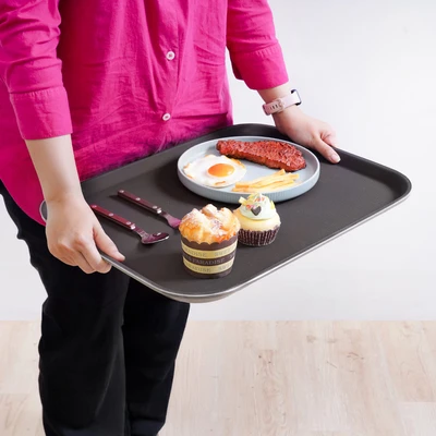 Gambar Culinart Nampan Saji Plastik Antiskid Rectangle 46x35 cm - Cokelat