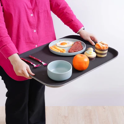 Gambar Culinart Nampan Saji Plastik Antiskid Rectangle 38x51.5 cm - Cokelat