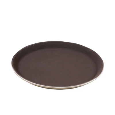 Gambar Culinart Nampan Saji Plastik Antiskid Round 28 cm - Cokelat