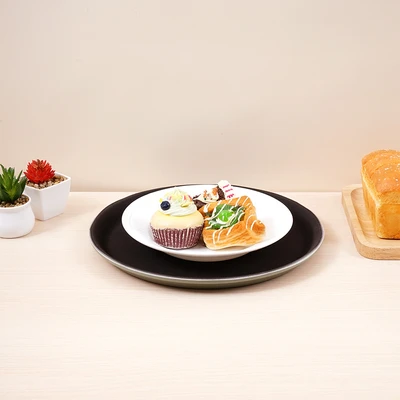 Gambar Culinart Nampan Saji Plastik Antiskid Round 28 cm - Cokelat