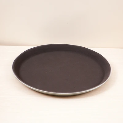 Gambar Culinart Nampan Saji Plastik Antiskid Round 28 cm - Cokelat