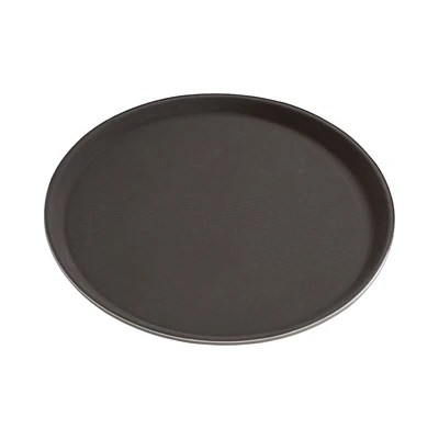 Gambar Culinart Nampan Saji Plastik Antiskid Round 35 cm - Cokelat