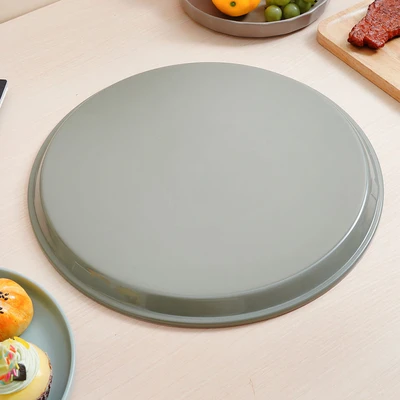 Gambar Culinart Nampan Saji Plastik Antiskid Round 35 cm - Cokelat