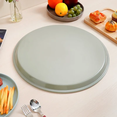 Gambar Culinart Nampan Saji Plastik Antiskid Round 40.5 cm - Cokelat