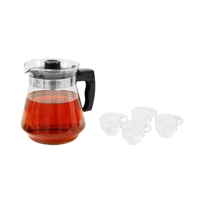 Gambar Culinart Teko & Cangkir Kaca 1.5 Liter Set 5 pcs - Hitam