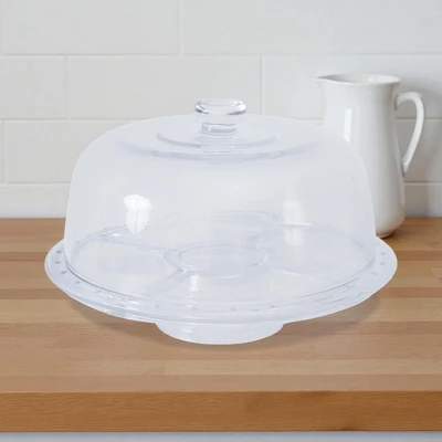 Gambar Culinart Wadah Saji Kue Kaca Multifungsi 6 In 1 28.5x28.5x29 cm Transparan