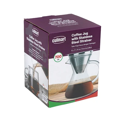 Gambar Culinart Teko Kopi Kaca Borosilikat Dengan Saringan 700 ml Transparan