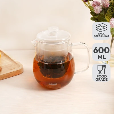 Gambar Culinart Teko Teh Kaca Borosilikat Round 600 ml Transparan