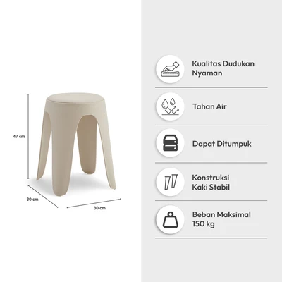 Gambar Informa Dorris Bangku Kulit - Krem Beige