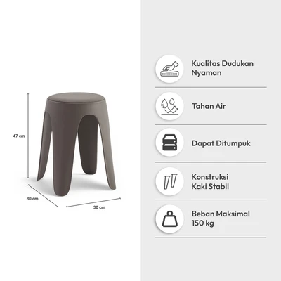 Gambar Informa Dorris Bangku Kulit - Abu-Abu