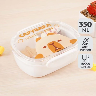 Gambar Ataru Kotak Makan 2 Sekat Capybara 350 ml - Putih