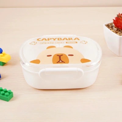 Gambar Ataru Kotak Makan 2 Sekat Capybara 350 ml - Putih