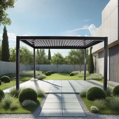 Gambar Soleil Pergola Atap Kanopi Aluminium 397x297x250 Meter - Hitam