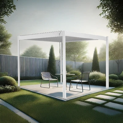 Gambar Soleil Pergola Atap Kanopi Aluminium 397x297x250 Meter - Putih